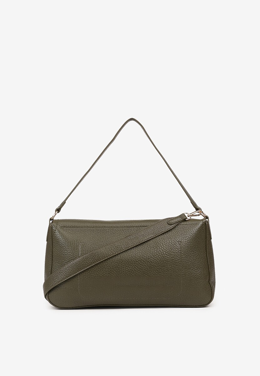 Ciemnozielona Torebka Prostokątna na Ramię Ozdobiona Metaliczną Aplikacją Aderrive