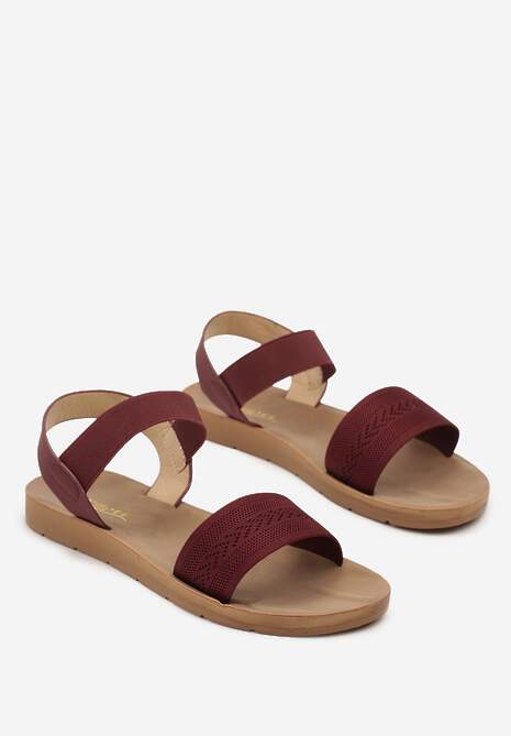 Bordowe Wsuwane Sandały z Elastyczną Cholewką Flenae