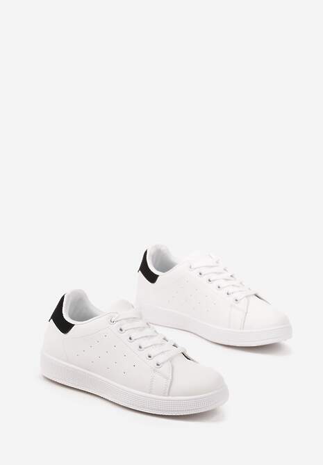 Biało-Czarne Casualowe Sneakersy na Płaskiej Podeszwie Aniefra