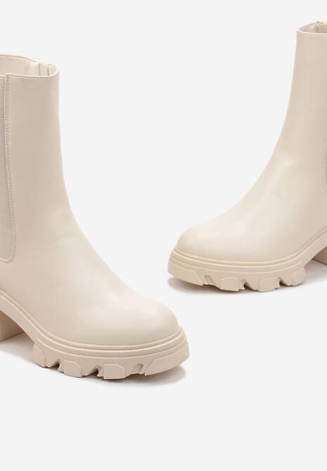 Beżowe Botki w Stylu Grunge na Masywnej Podeszwie Iothea