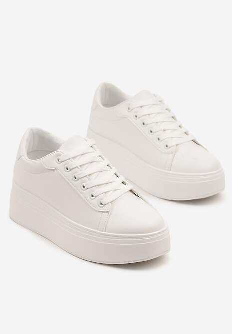 Białe Basicowe Sneakersy na Platformie Milio