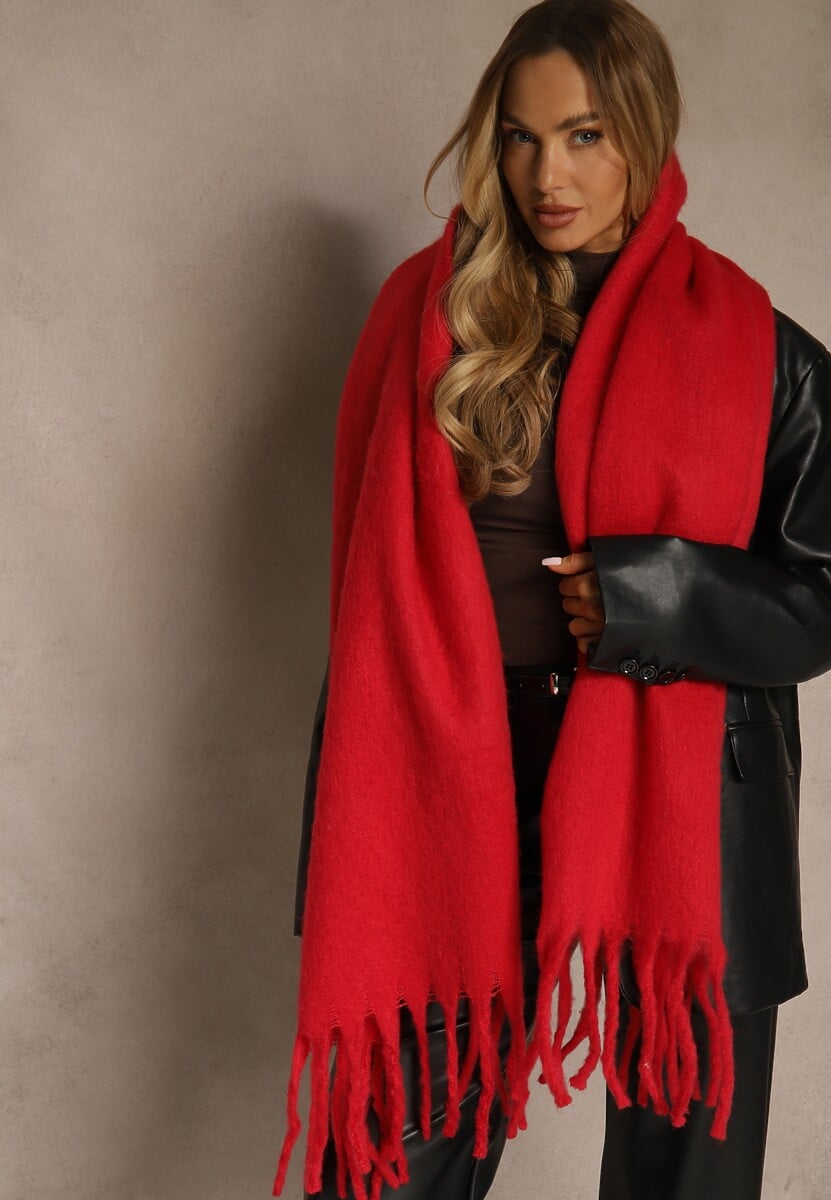 Brązowy Szalik Ozdobiony Frędzlami Owedela