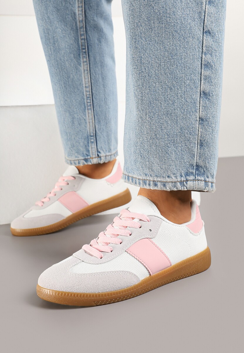 Biało-Różowe Sneakersy Tenisówki w Kultowym Stylu Neolithaen