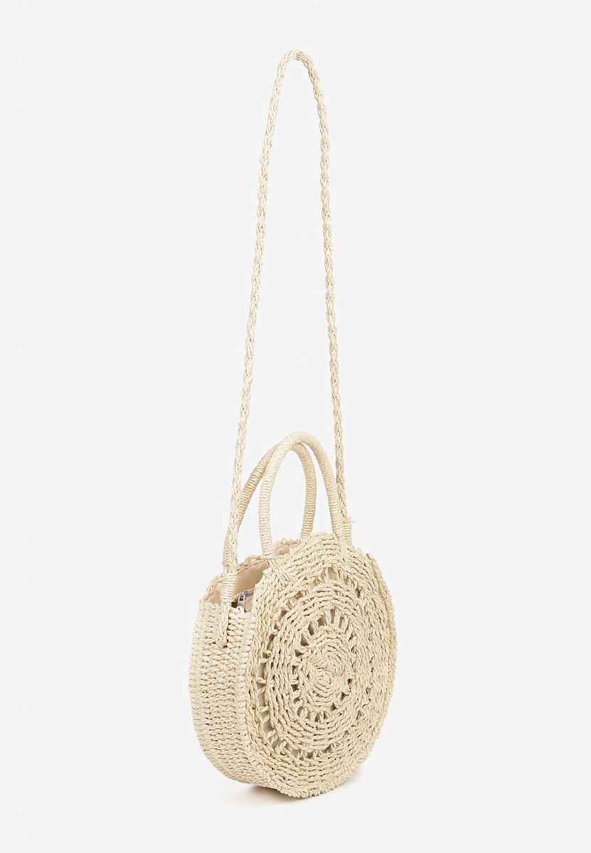 Beżowa Torebka z Plecionki o Okrągłym Kształcie Felumea