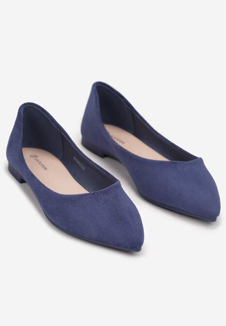 Granatowe Wsuwane Balerinki na Płaskiej Podeszwie Brooklyne
