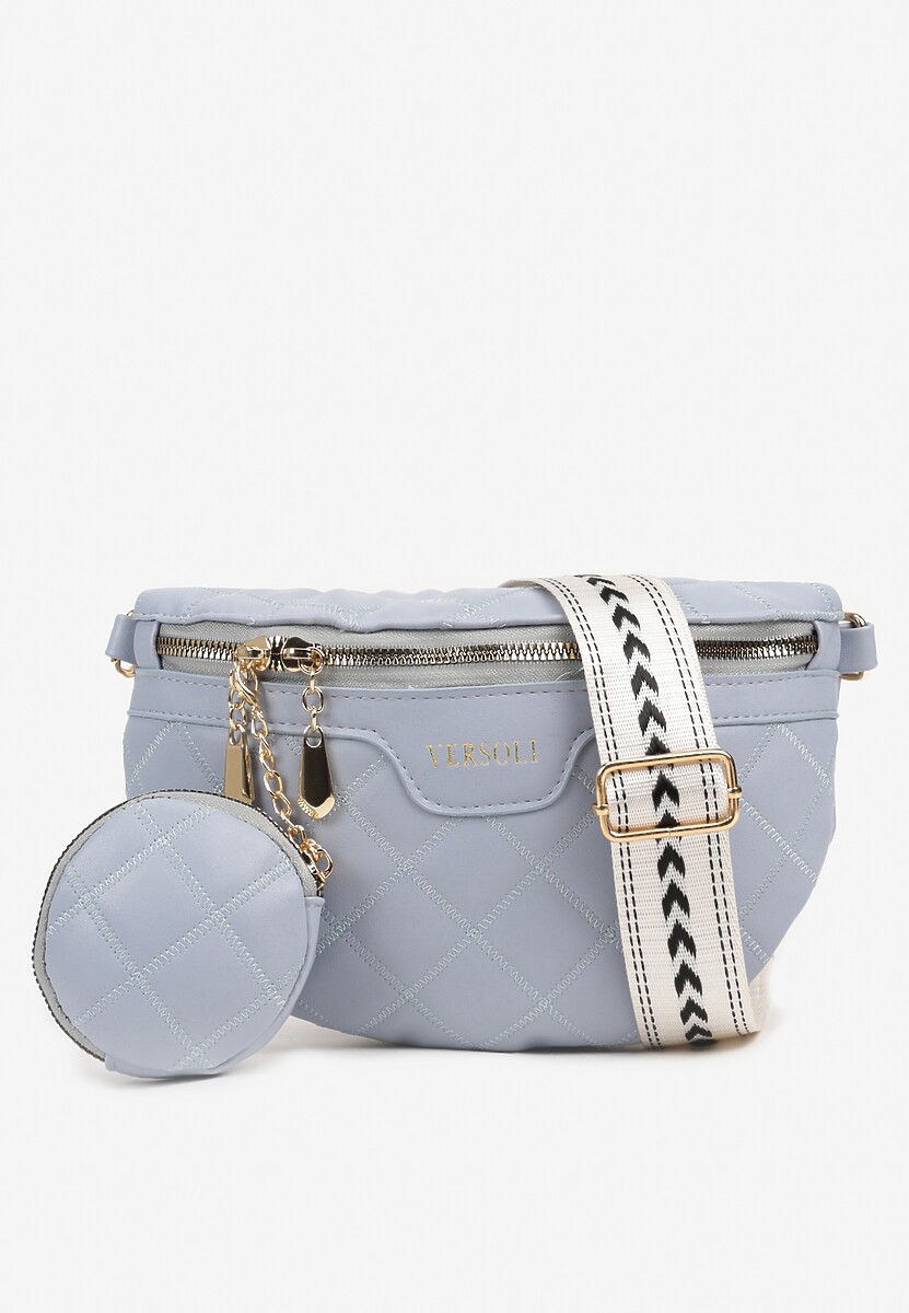 Niebieska Nerka Tłoczona Ozdobiona z Portmonetką i Napisem Ananne