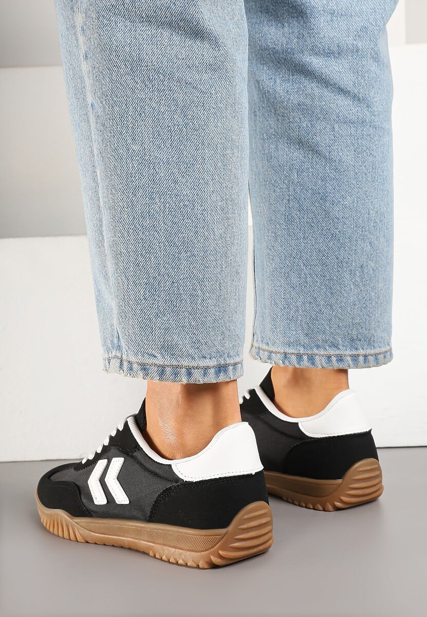 Czarne Sneakersy Typu Kultowe Tenisówki Zdobione Przeszyciami Naporae