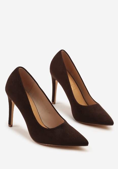 Brązowe Szpilki Vices ze Skórzaną Wkładką w Klasycznym Stylu Vennael