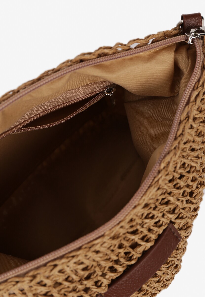 Ciemnobeżowa Torebka Boho z Plecionki z Regulowanym Paskiem Magnolla