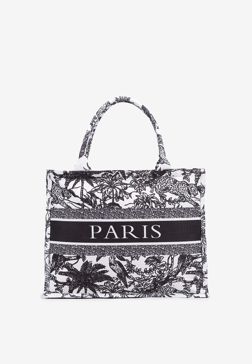 Czarna Torebka Ozdobiona Napisem i Wzorem Zwierząt Aliviel