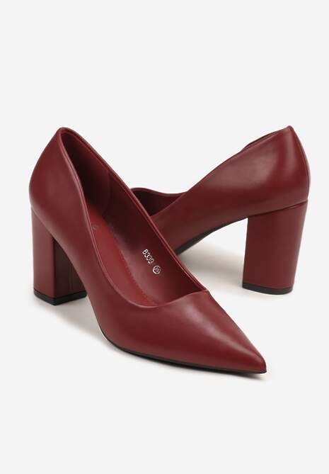 Bordowe Klasyczne Czółenka na Słupku Iveltte