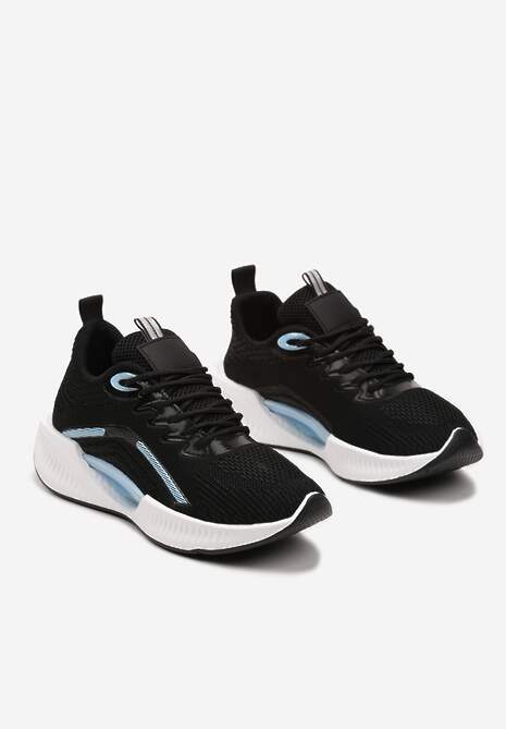 Czarne Buty Sportowe z Siateczki z Ozdobną Wstawką na Podeszwie Yllaria