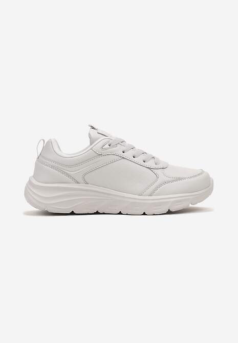 Jasnoszare Casualowe Buty Sportowe Sneakersy na Płaskiej Tłoczonej Podeszwie Velanitta