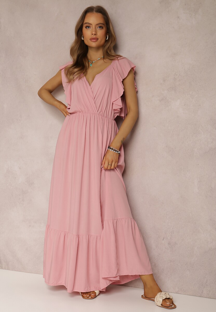 Niebieska Sukienka z Wiskozy Ganogeus