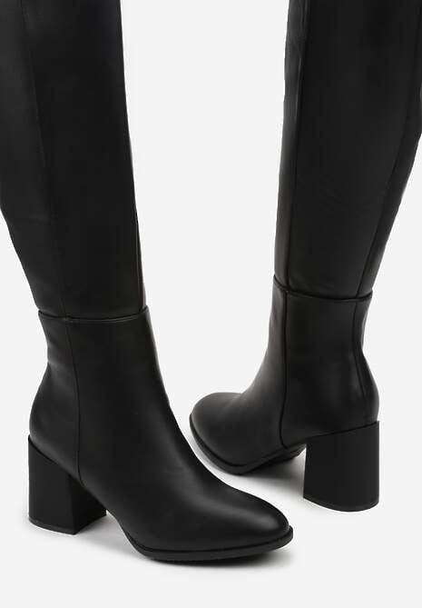 Czarne Kozaki Vices na Słupku z Przeszyciami Codvira