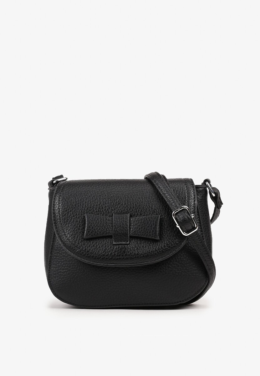 Czarna Mała Torebka Listonoszka Zdobiona Kokardą Nalieve