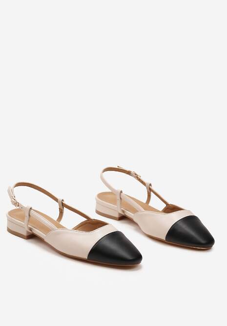 Jasnobeżowe Klasyczne Sandały na Płaskiej Podeszwie bez Pięty Zapinane przy Kostce Sadria