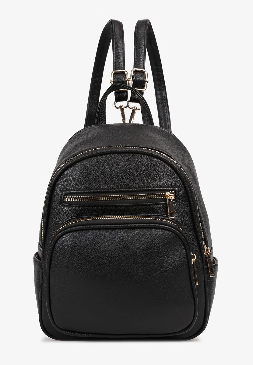 Czarny Plecak na Suwak Wykończony Regulowanymi Odpinanymi Paskami Nelda