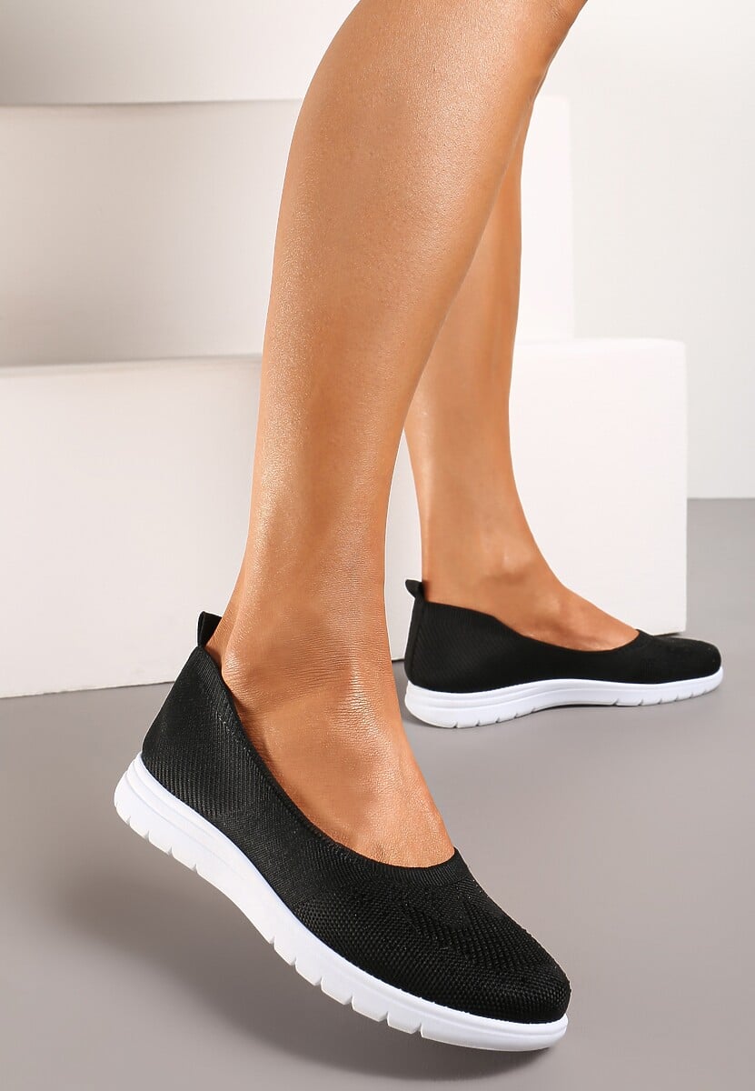 Czarne Płaskie Tenisówki Zdobione Cyrkoniami Lomadia