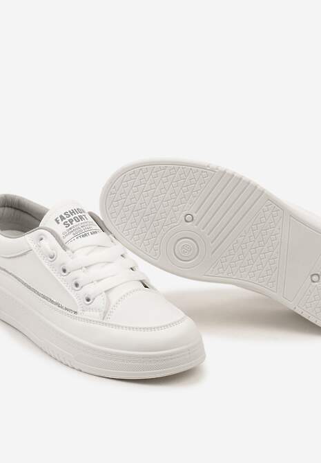 Biało-Szare Sneakersy z Brokatową Lamówką Pianissa