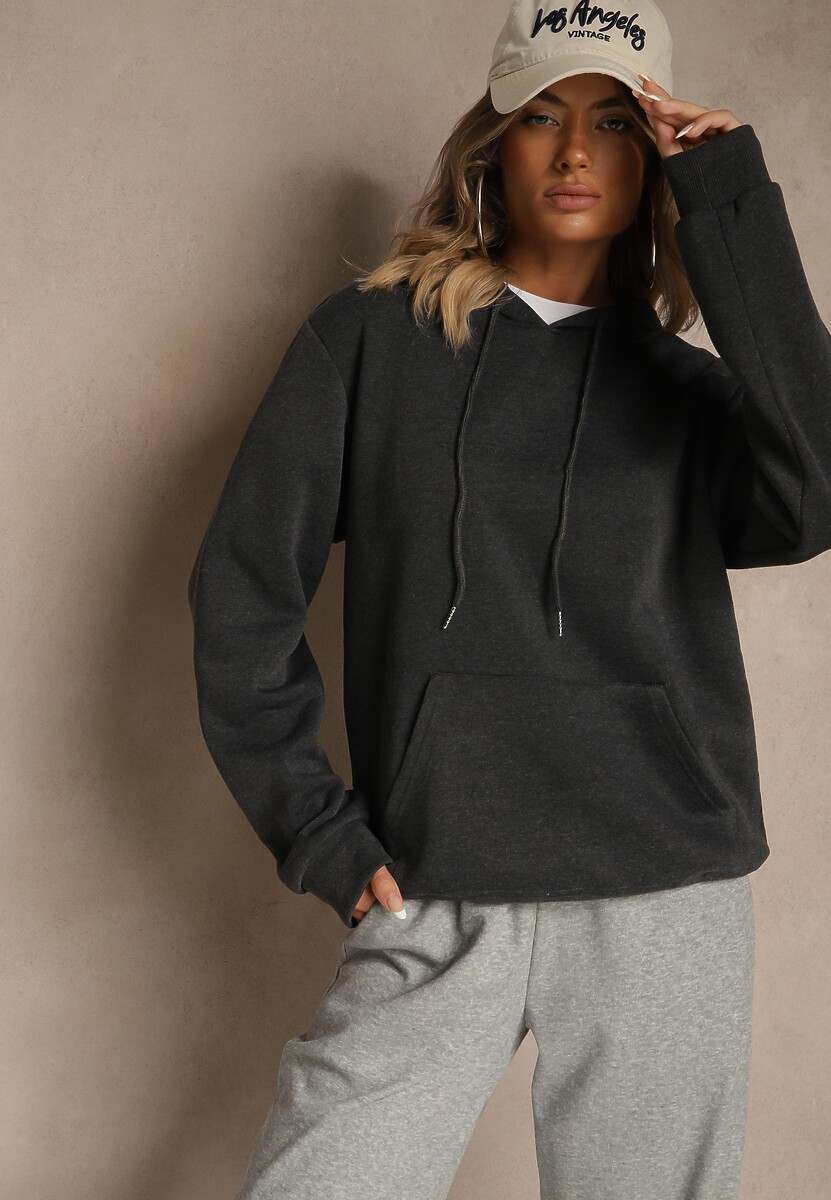 Beżowa Bluza z Kapturem Ozdobiona Ściągaczami Invila