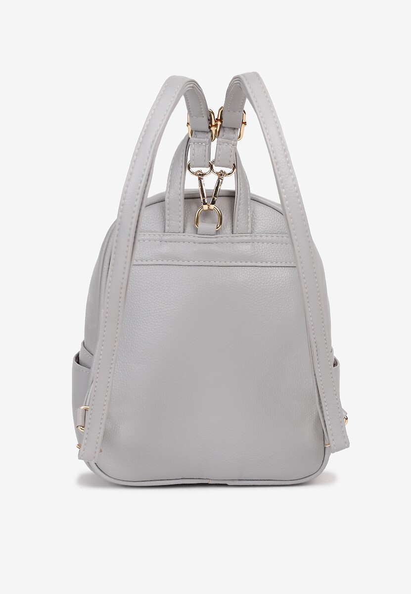 Szary Plecak Ozdobiony Suwakami z Odpinanymi Paskami z Regulacją Nelmira