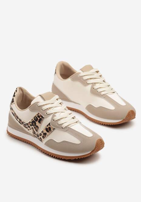 Panterkowe Sneakersy z Geometrycznym Wzorem i Metaliczną Wstawką Zolio