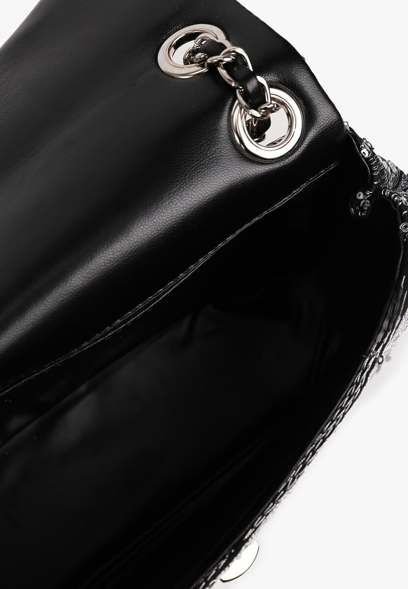 Czarna Cekinowa Torebka na Łańcuszku Efanela