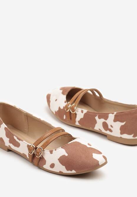 Brązowe Balerinki w Łatki z Cienkimi Paseczkami Daviviora