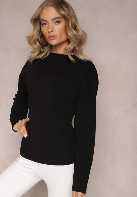 Czarna Bawełniana Bluza z Ozdobnym Wiązaniem Fanarita