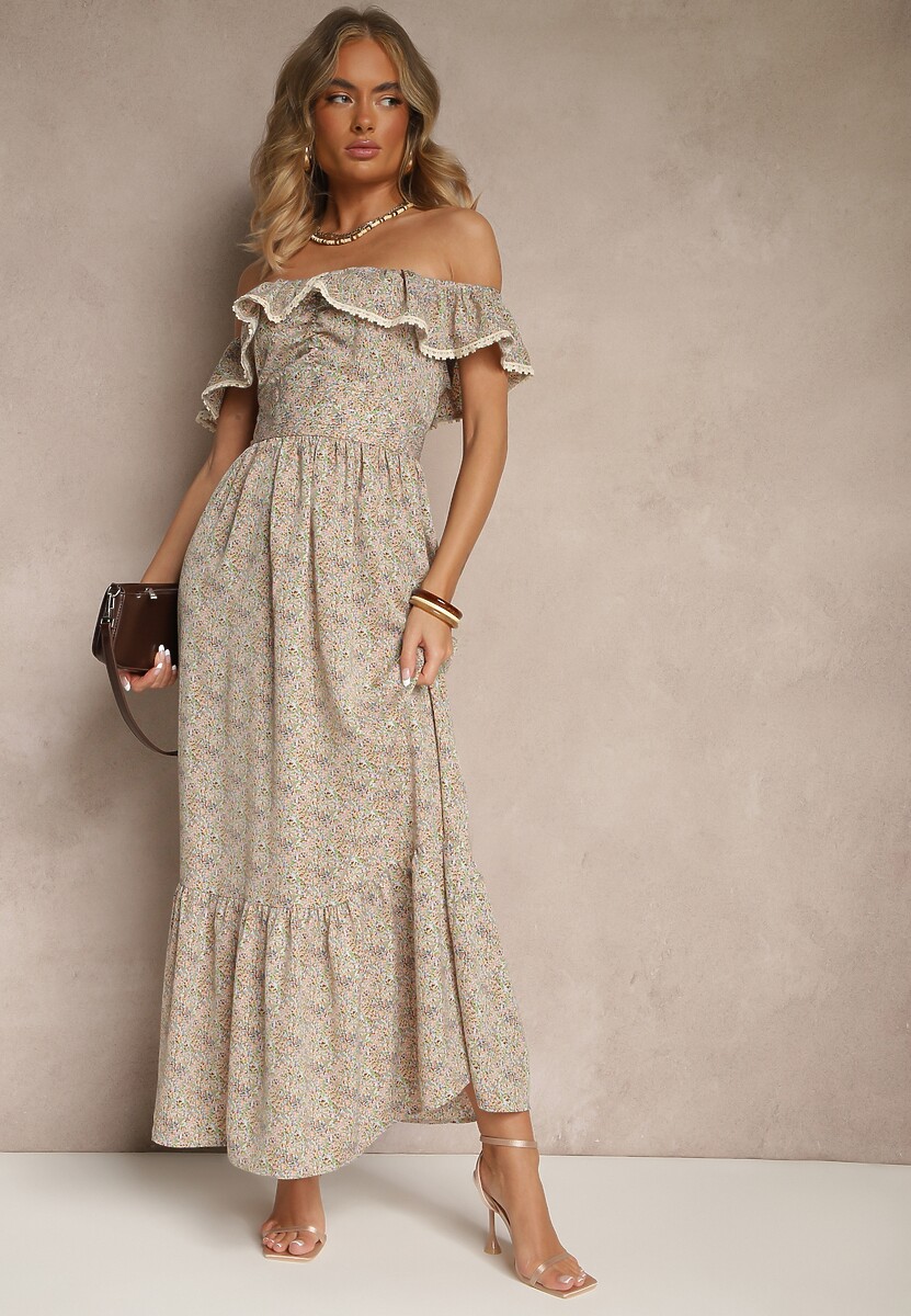 Zielona Sukienka z Ozdobnymi Falbankami Folanne