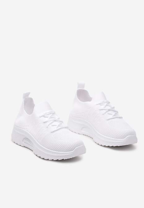 Białe Wsuwane Buty Sportowe w Skarpetkowym Stylu z Ozdobną Podeszwą Moonlise