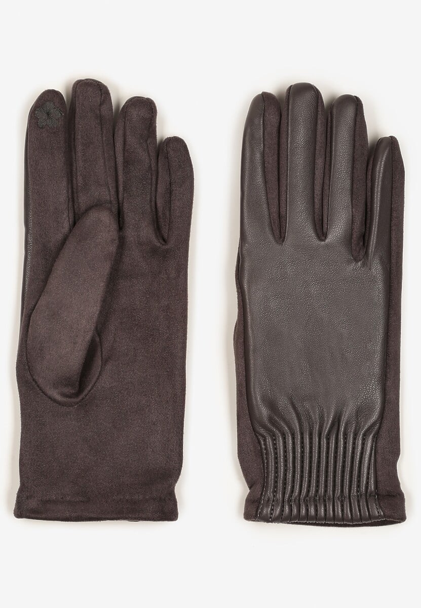 Zielone Rękawiczki z Marszczonym Wzorem Lynlemi