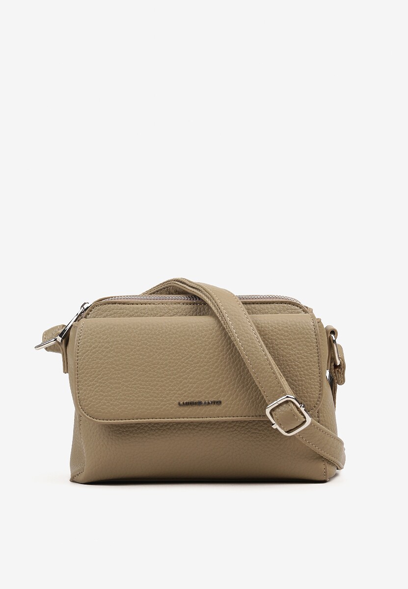 Jasnobeżowa Torebka Ozdobiona Napisem i Klapą Davisse