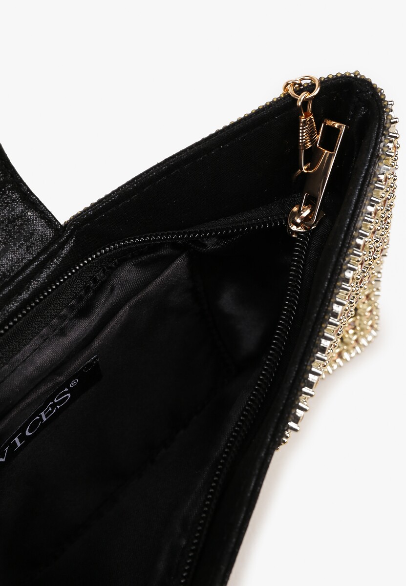 Czarna Torebka Kopertówka Kokarda Vices Ozdobiona Cyrkoniami Deranne