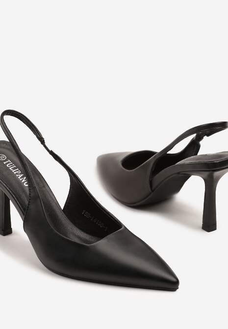 Czarne Sandały na Szpilce Typu Slingback Worsedi