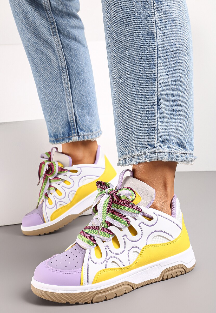 Fioletowe Sneakersy z Szerokimi Sznurówkami Nolita