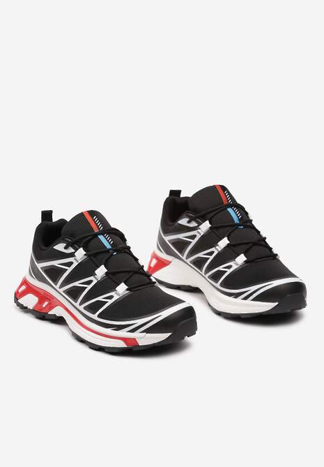 Czarno-Czerwone Sneakersy na Grubej Podeszwie ze Sznurowaniem i Ozdobnymi Gumowymi Elementami Tellgina
