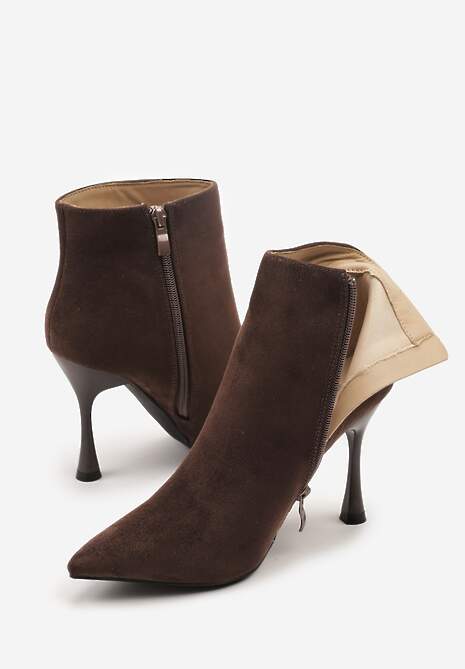 Brązowe Botki na Szpilce Vices w Klasycznym Stylu Tikolisse