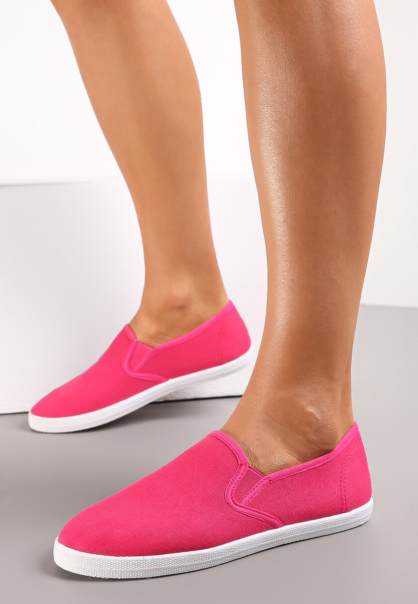 Fuksjowe Materiałowe Tenisówki na Elastycznej Podeszwie Aishani