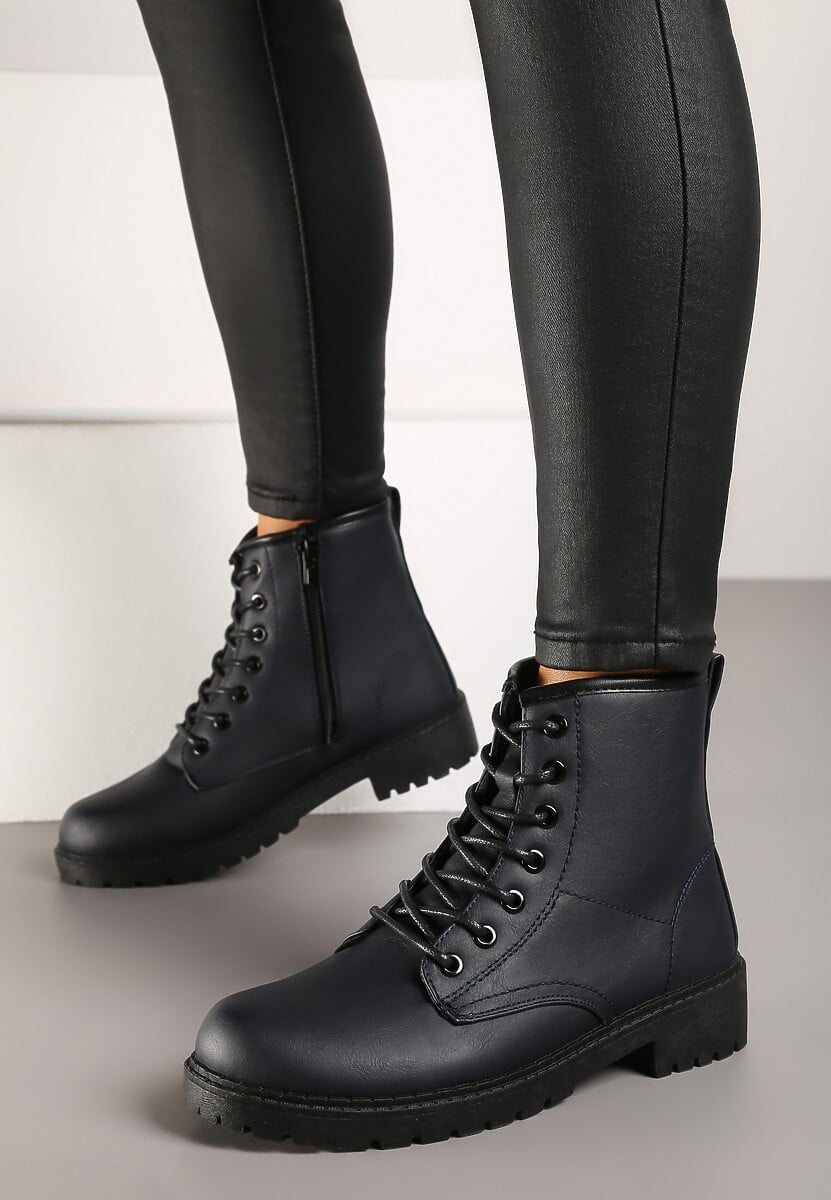 Granatowe Botki Baines