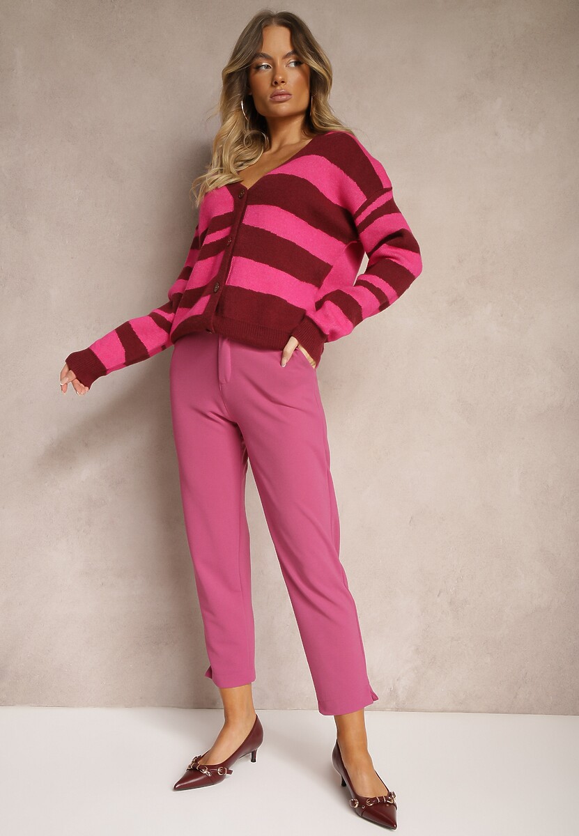 Fuksjowe Spodnie o Klasycznym Eleganckim Fasonie z Kieszeniami Mefira