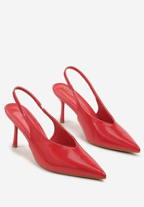 Czerwone Czółenka Sandały Slingback Vices na Obcasie Typu Szpilka Tilionea