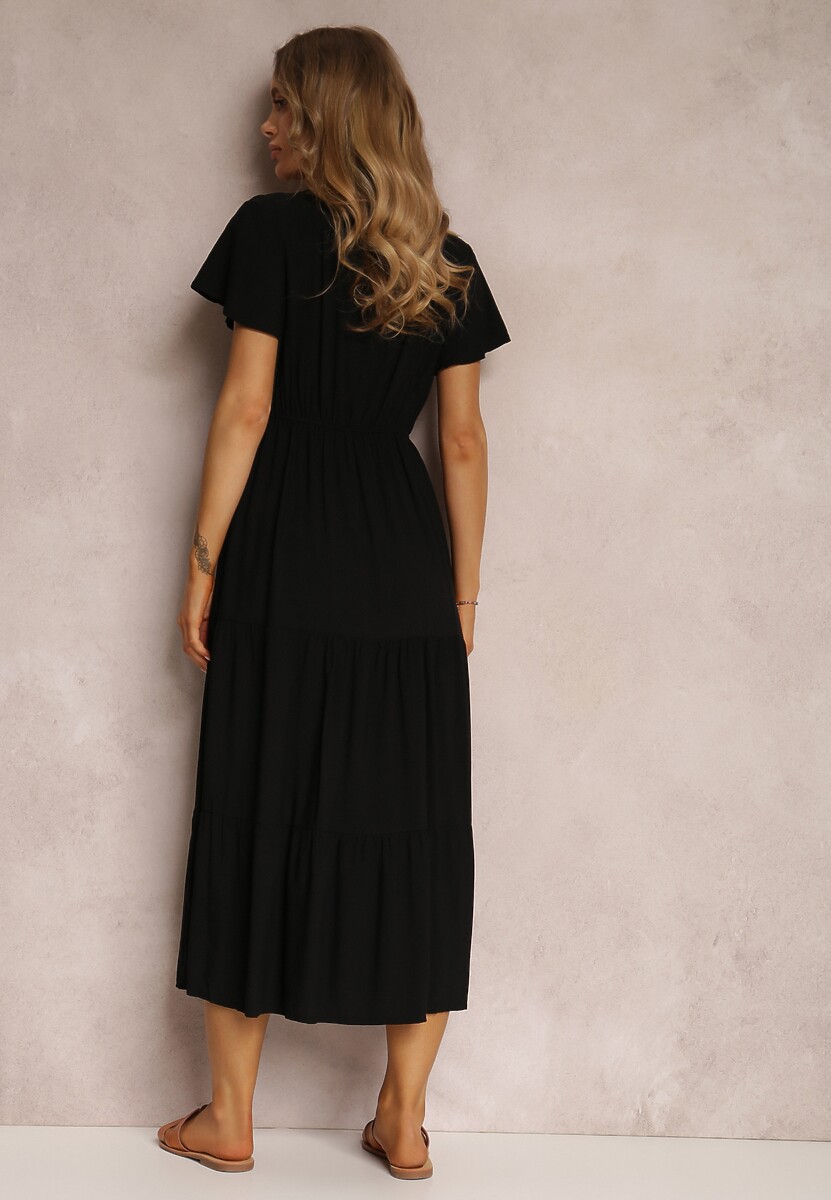 Czarna Sukienka z Wiskozy Jonmy