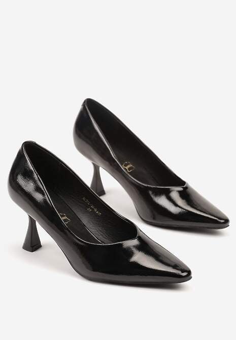 Czarne Eleganckie Czółenka Vices na Klepsydrze ze Skórzaną Wkładką Dedvire
