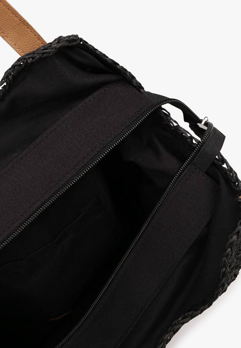 Czarna Pleciona Torebka na Ramię Liralice