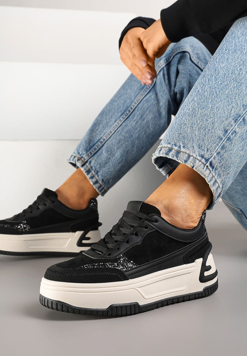 Beżowo-Brązowe Sneakersy na Tłoczonej Platformie Ozdobione Wzorem w Panterkę Deoranae