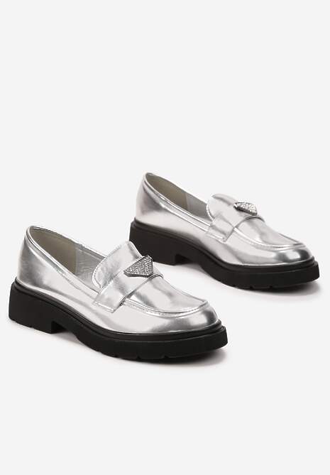 Srebrne Mokasyny z Klamerką z Drobnymi Cyrkoniami Galrena