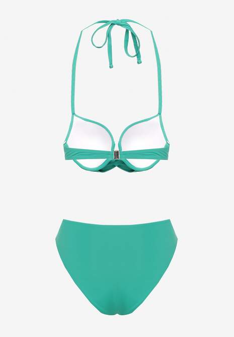 Zielone Bikini Majtki Figi i Biustonosz Ozdobione Wiązaniem Saniorie