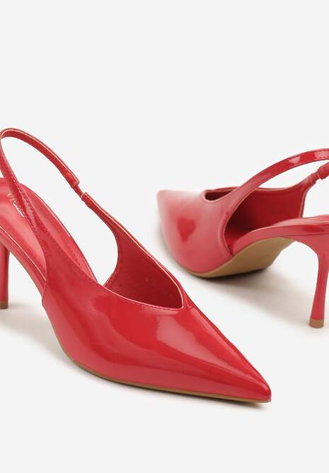 Czerwone Czółenka Sandały Slingback Vices na Obcasie Typu Szpilka Tilionea